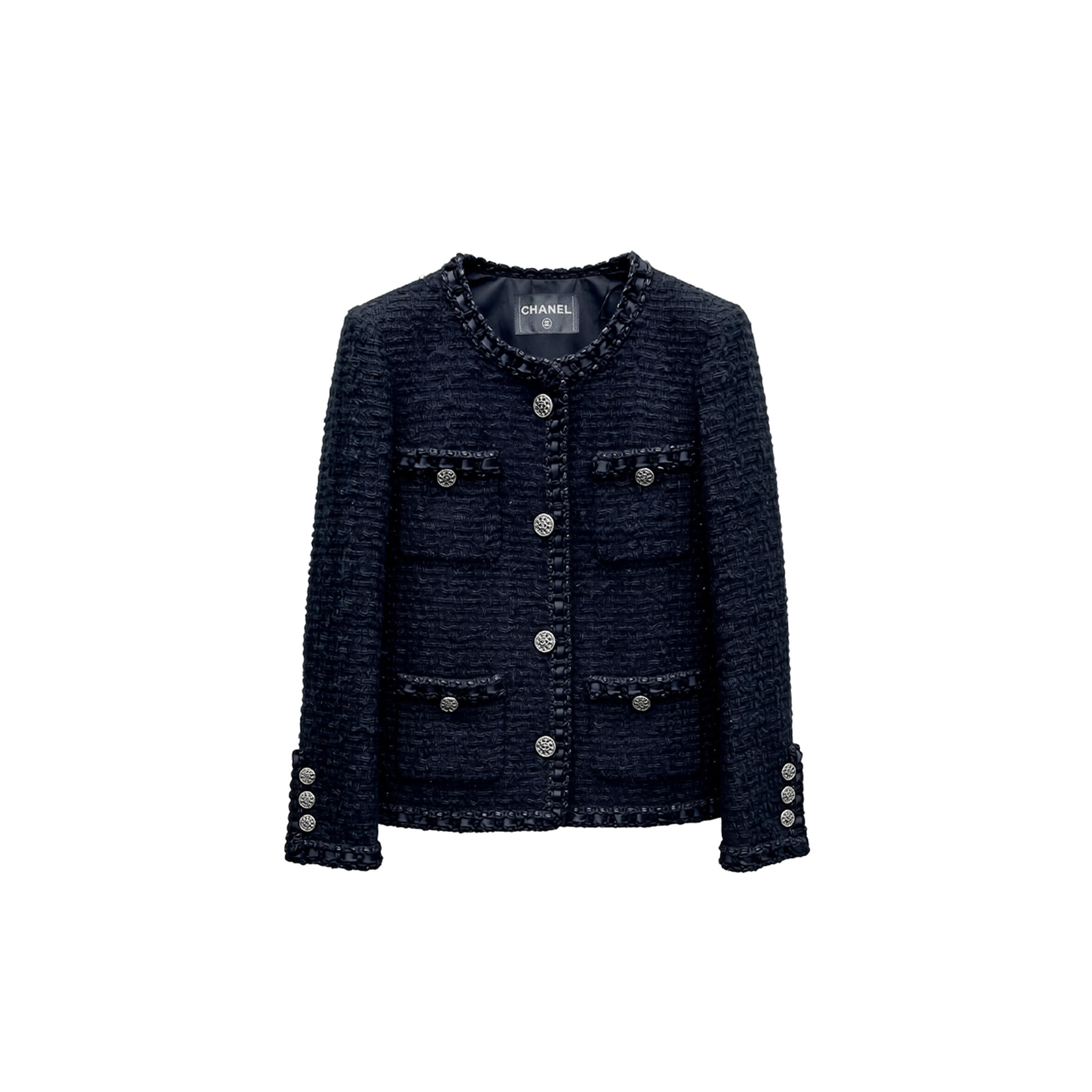 CHANEL BLACK FANTASY TWEED WOOL JACKET 